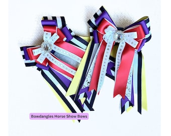 Beautiful Horse show bows that sparkle, eye-catching bows for leadline, short stirrup, pony hunters, Bowdangles Horse Show Bows, Ready2Mail