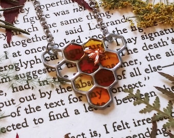 Medium Silver Toned Honeycomb | Bee Necklace | Electroplated | Bee Jewelry | Beekeeper | Honeycomb jewelry | Christmas gift | Present
