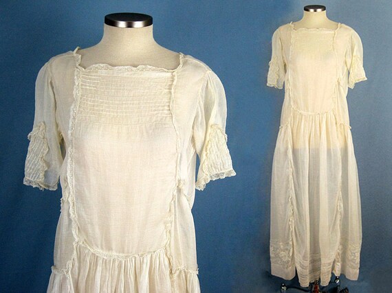 1920s Wedding Dress / 20s Wedding Dress / Embroide