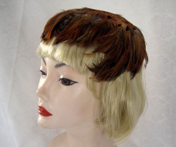 Vintage Women's Hat 50s Pheasant Feather Fascinato