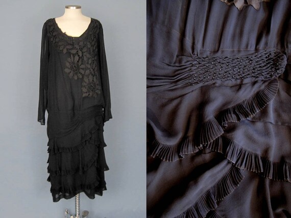 Incredible 1920s Dress / 20s Silk Dress / Cascadin