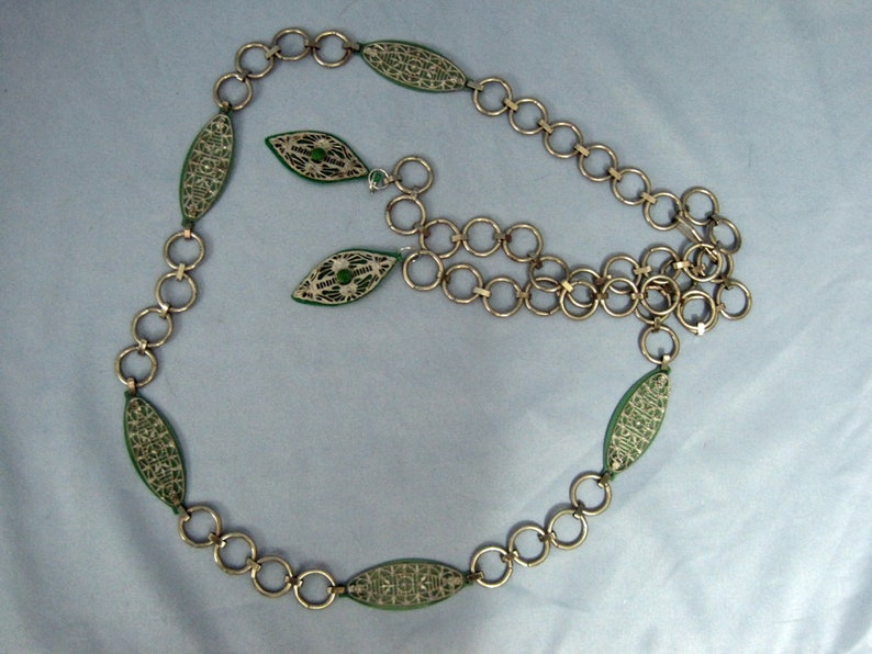 1920s Flapper Belt Celluloid Filigree Chain Link Belt
