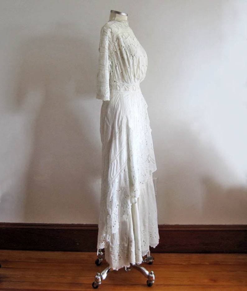 Edwardian Wedding Dress / 1900s Tea Gown / Broderie Anglais / - Etsy