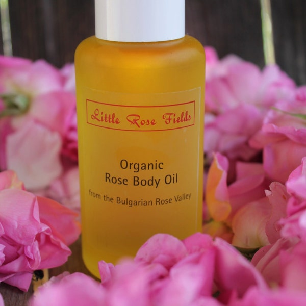 Organic Rose Body Oil with Pure Organic Rose Essential Oil Rosa damascena