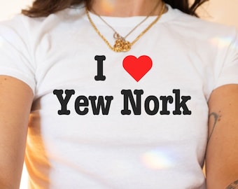 New York baby-T-shirt, New York crop top, New York or Nowhere, I Love Ny Baby Tee, I Love crop top, Y2k slogan baby-T-shirt, Downtown meisjesshirt