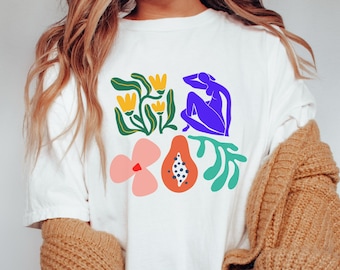 Matisse-blomskjorta, Matisse-t-shirt, Henri Matisse-skjorta, klassisk konstskjorta, Matisse-tröja, groovy blomskjorta, granola-flickaskjorta