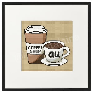 Fanfic Tropes - Coffee Shop AU, Cross Stitch Pattern, Instant PDF Download