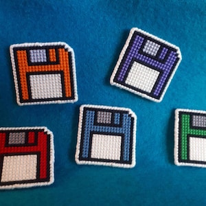 Floppy Disks Cross Stitch Magnet/Pin/Ornament