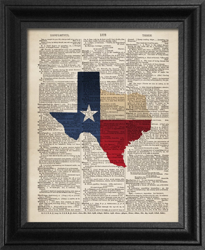 Dictionary Print Texas 1 | Etsy