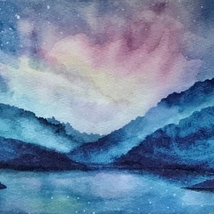 Northern Lights watercolor painting