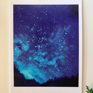 Set di biglietti d'auguri con cielo stellato ad acquerello, 5x7. Spedizione gratuita negli Stati Uniti!