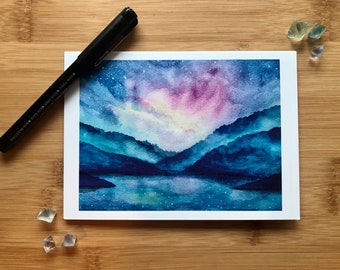 Northern Lights Watercolor Card Set, 5x7, Ships free to U.S.!