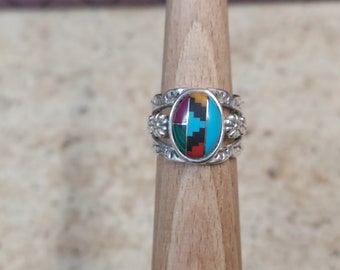 This ring is a multi-stone cabochon  ring  size 7 3/4. New detailed ring design .