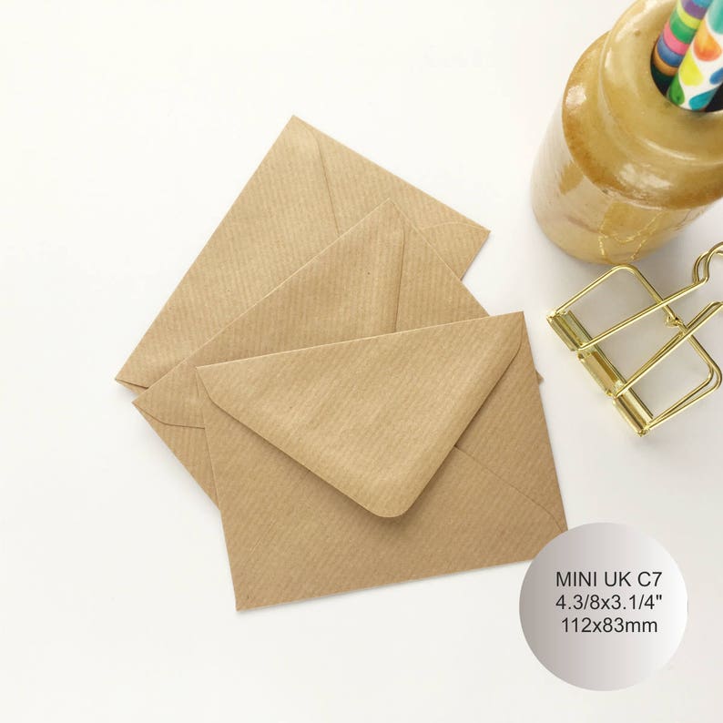 200 Mini Envelopes Small Envelopes bulk Kraft RIBBED paper for Etsy