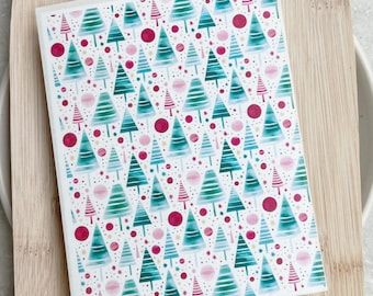 Boho Christmas Trees Polymer Clay Transfer Sheet (4x5.25") #1049