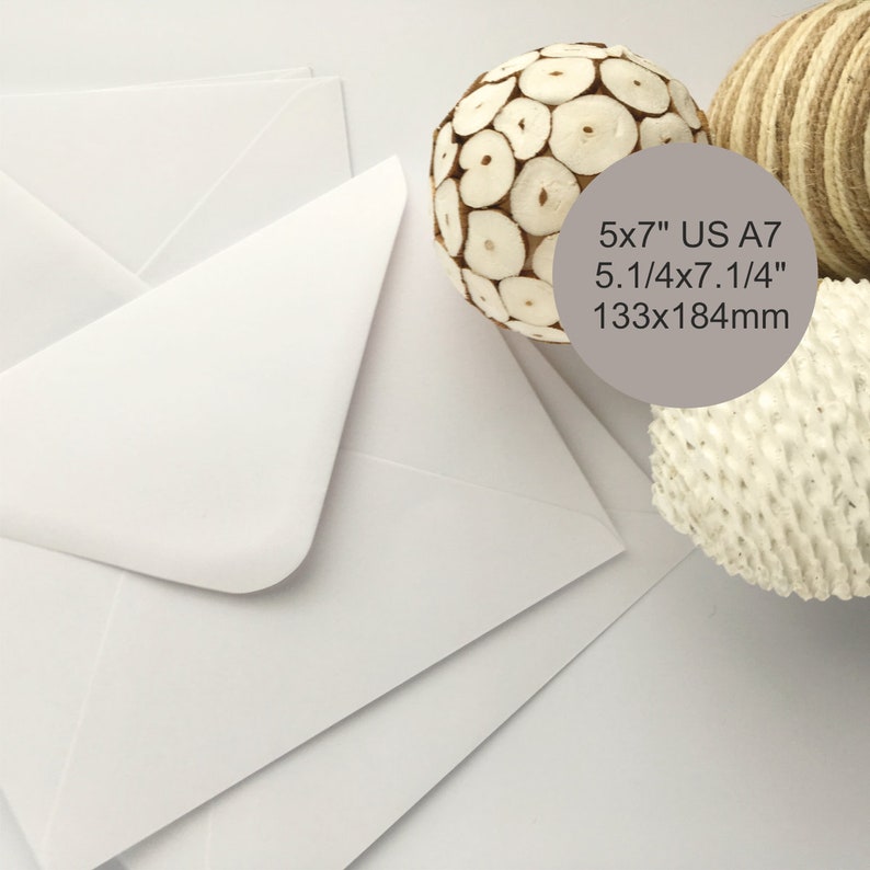 25 5x7 wedding envelopes A7 envelopes white US A7 size for Etsy