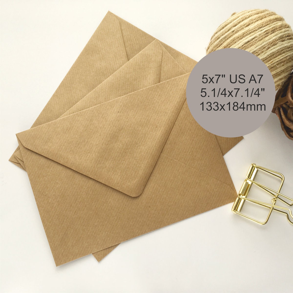 100 5x7 Envelopes A7 Envelopes Ribbed Kraft Envelopes Bulk Etsy