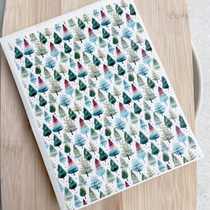 Watercolor Christmas Trees Polymer Clay Transfer Sheet (4x5.25") #1123