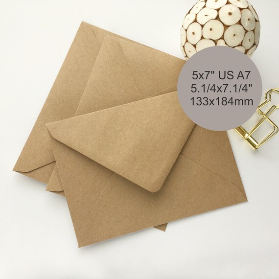 100 5x7 Kraft Envelopes A7 Envelopes Envelopes Bulk Rustic Etsy