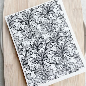 Black Lace Polymer Clay Transfer Sheet: Water Image (4x5.25&quot;)