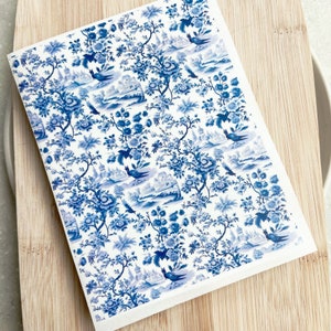 Blue Toile Birds Polymer Clay Transfer Sheet (4x5.25") #1020