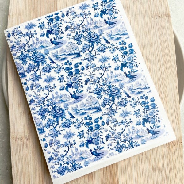 Antique Blue Toile Birds Polymer Clay Transfer Paper | Transfer Sheet | Polymer Clay Image Transfer | Transfer Paper Polymer Clay #1020