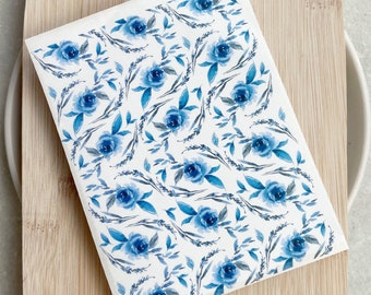 Polymer Clay Transfer Sheet | Blue Floral | Image Transfer Paper| Polymer Clay Image Transfer | Transfer Paper Polymer Clay | Decal #1005