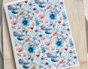 Watercolor Spring Floral Polymer Clay Transfer Sheet (4x5.25") #1072