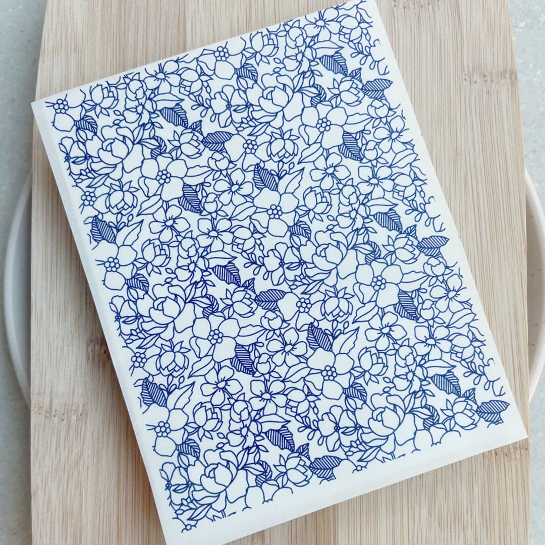 Polymer Clay Transfer Paper Blue Line Florals Polymer Clay Etsy