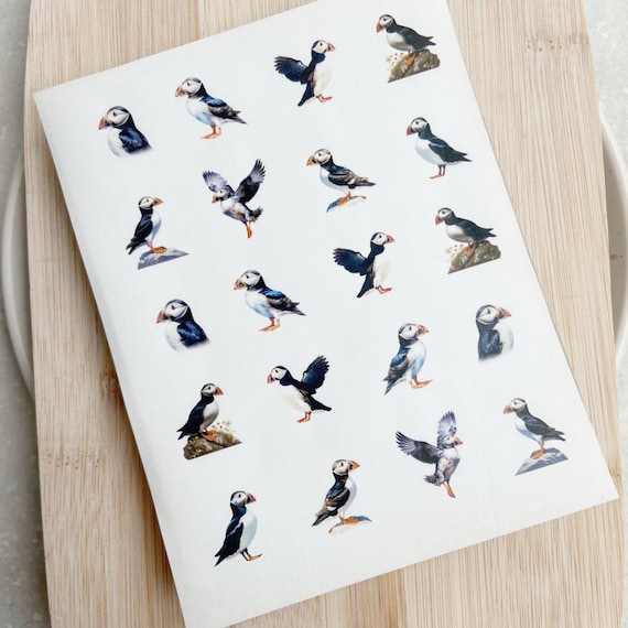 Puffin Bird Polymer Clay Transfer Sheet: Earring Making #1095
