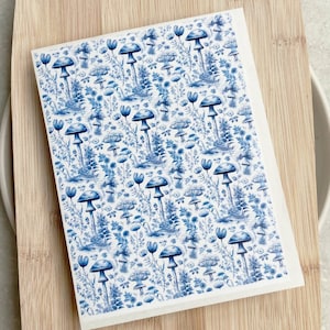 Blue Toile Mushroom Polymer Clay Transfer Sheet (4x5.25") #1036