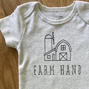 Cute Farm Hand Baby Onesie, country Gender Neutral Baby Outfit, Baby Shower Gift, Cute Baby Clothes, gift for baby