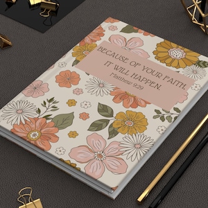 Carnet floral chrétien à couverture rigide, bloc-notes inspirant