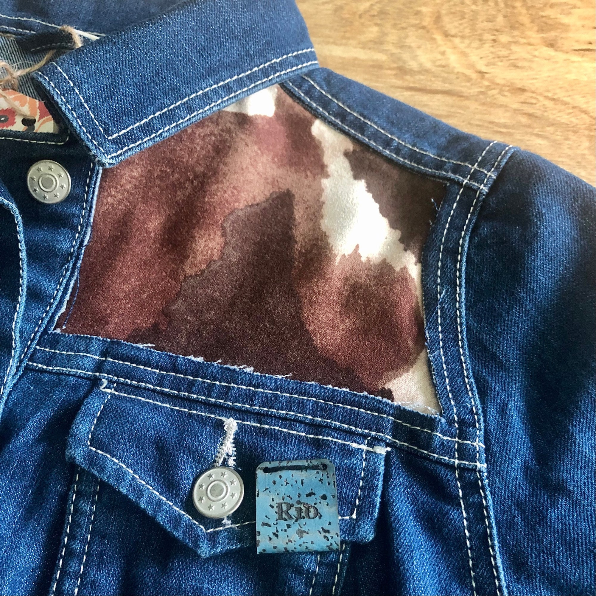 Faux Cowhide Jean Jacket, Dark Wash Denim, Western Fashion, Fall