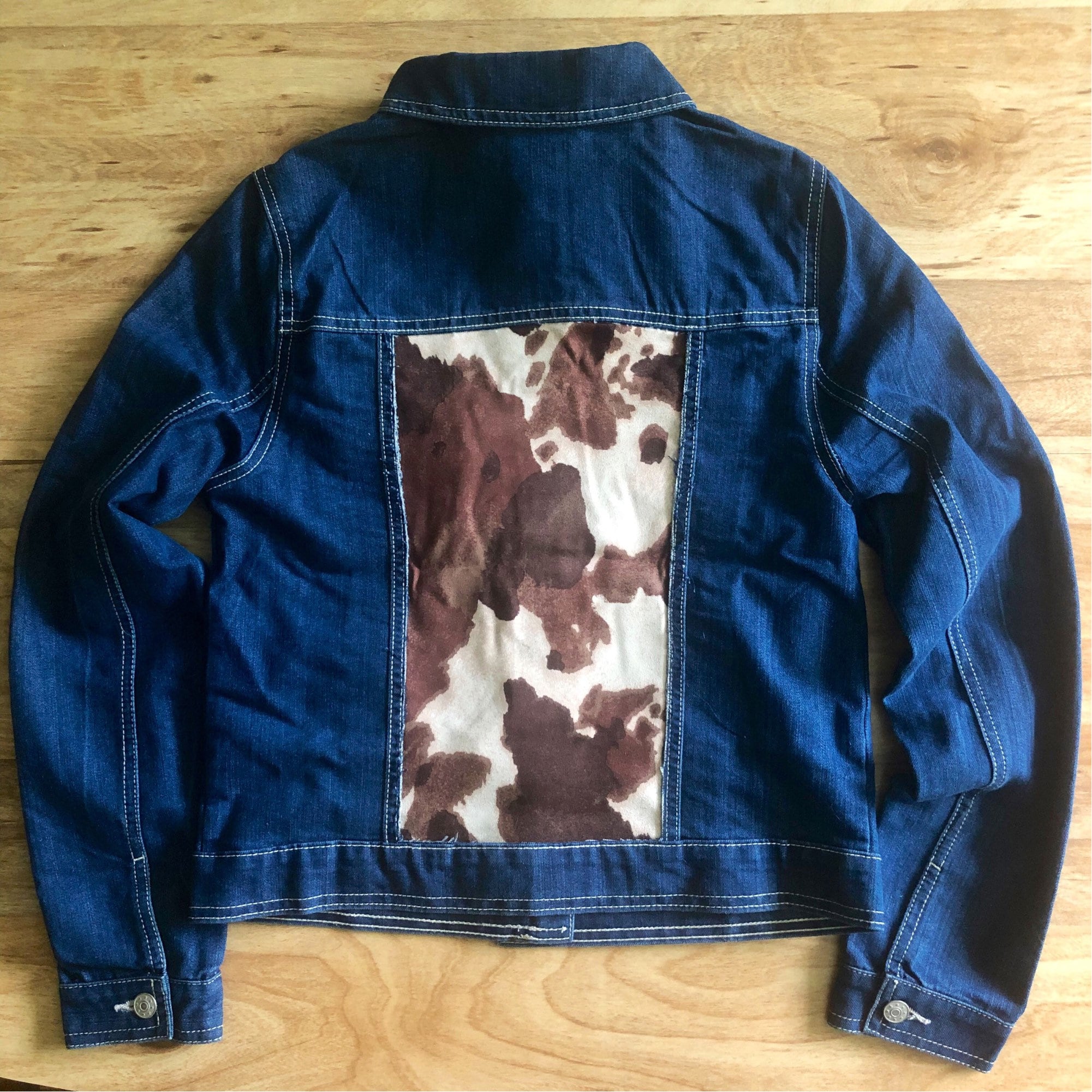 Faux Cowhide Jean Jacket, Dark Wash Denim, Western Fashion, Fall