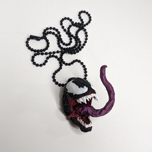 Spiderman Venom Head Necklace On Black Ball Chain