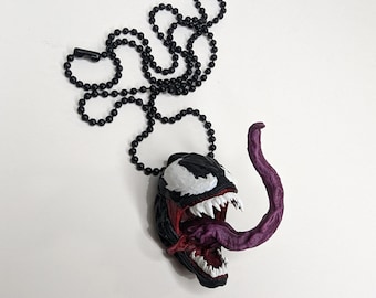 Spiderman Venom Head Necklace On Black Ball Chain