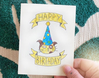 Funny Cat Birthday Card, Silly Cat Lover Gift