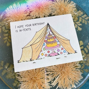 birthday card, birthday cake, silly birthday card, funny card, unique greeting card, unique gift, birthday pun card, camping birthday