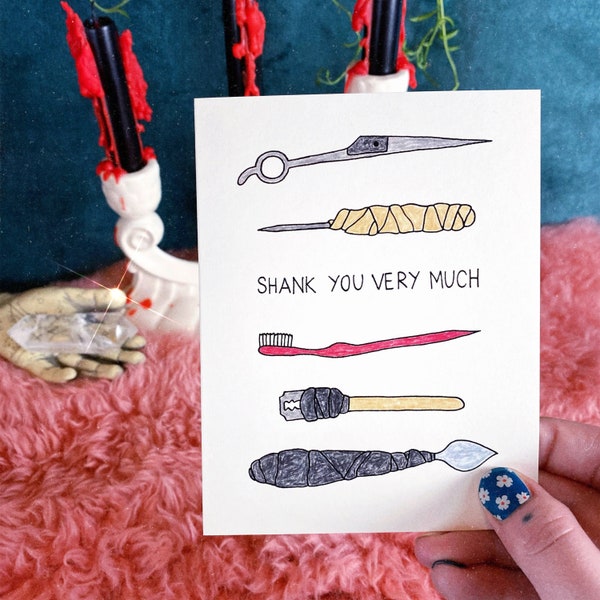 thank you card, funny card, shank you very much pun, witty card, funny greeting card, thank you gift, unique thanks