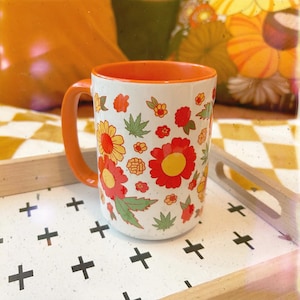 Vintage Floral 15oz Coffee Mug - 70s Granny Vibes