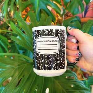 coffee mug, composition notebook mug, teacher gift, coffee mug for teachers, writers notebook, education gifts,