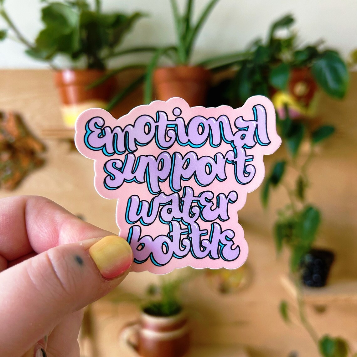 Emotional Support Water Bottle Sticker: Funny Pink Laptop Decal - Etsy