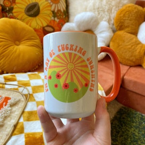 Ray of Sunshine Coffee Mug: Funny Vintage Vibes, Large 15oz