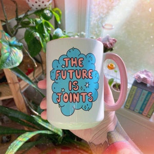 stoner coffee cup, joint cloud, up in smoke, pink pot smokers, marijuana mug design, coffee mug, pastel vibes, tea cup, large mug