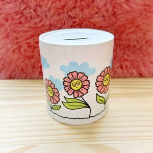 Vintage 70s Flower Power Piggy Bank: Retro Coin Bank