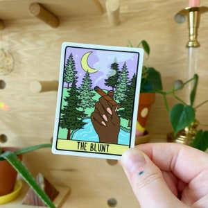 Blunt Tarot Card Sticker: Spooky Pastel Halloween Laptop Decal