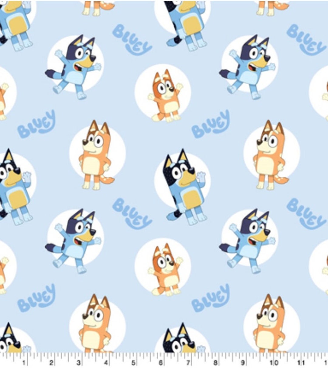 Light Blue Bluey Cotton Fabric Sold by the FQ Half & Yard Etsy