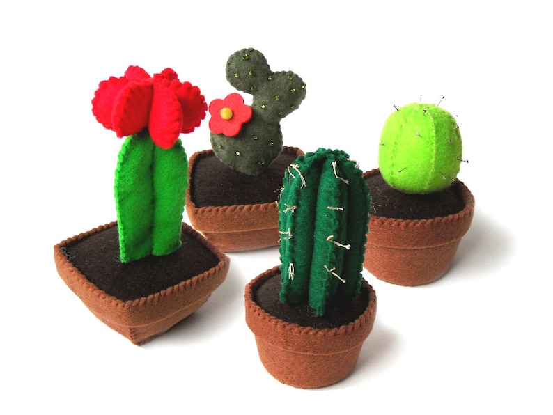 Felt doll PDF pattern Adorable Cactus Set plant in pot image 2