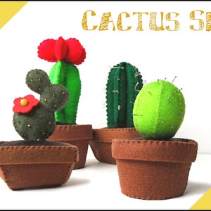 Felt doll PDF pattern Adorable Cactus Set plant in pot image 1